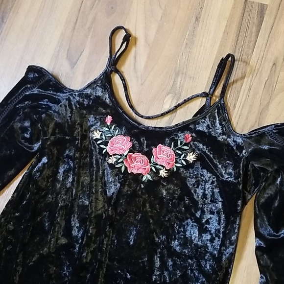 Disney Coco Black Crushed Velvet Embroidered Dress - Picture 4 of 13